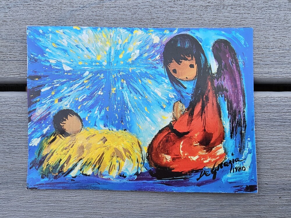 UNUSED Ted De Degarzia Vtg Christmas Prayer Greeting Card 1980